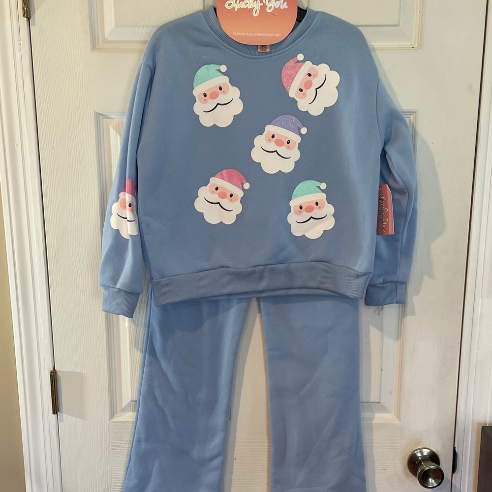 Lucky You Size Large (12) Girls Brand Fleece Pullover & Pant Set - NWT